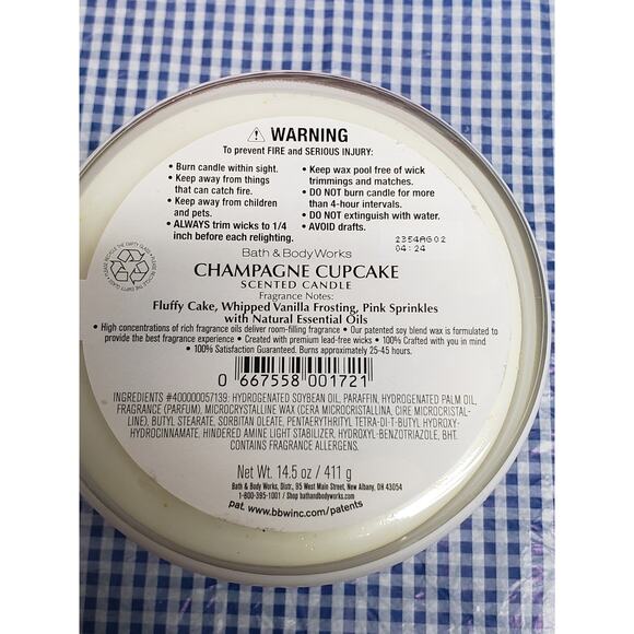 BBW FEEL LOVED Champagne Cupcake Large 3 Wick Candle Heart Lid Home Fragrance - Picture 2 of 2